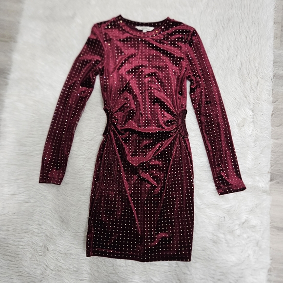 Speechless Burgundy Velvet Long Sleeve Dress - Picture 3 of 9
